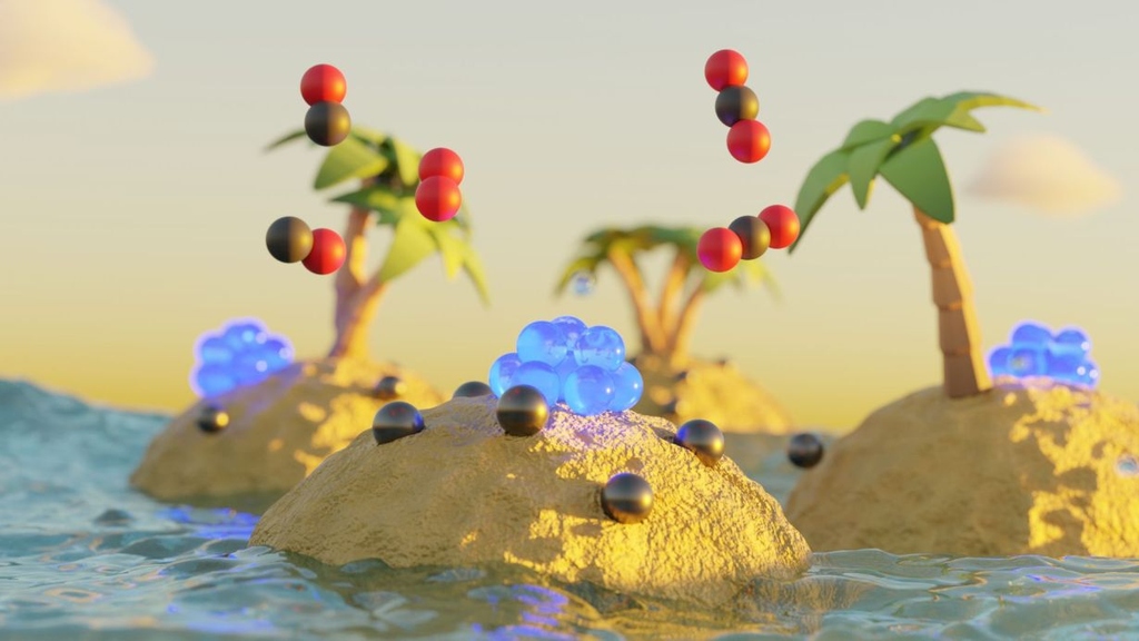 Nanometer-sized palladium particles on ceria “islands” make noble-metal catalysts stable and efficient. 